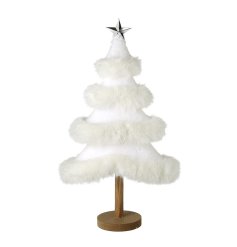 White Fur Tree With Silver Star, 51cm 