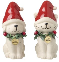 2/a Cat & Dog Christmas Deco, 12cm 