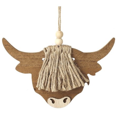 Long Fringe Highland Cow Hanger, 19cm 