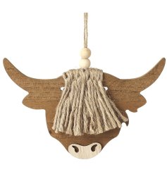 Long Fringe Highland Cow Hanger, 19cm 