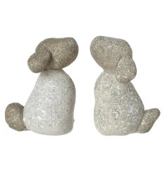 Stone Dog Couple Ornament, 5cm 