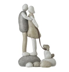 Unique dog figurine fused with stones, perfect ornament gift for dog lovers.