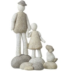 16.5cm Stone Parent Child And Dog