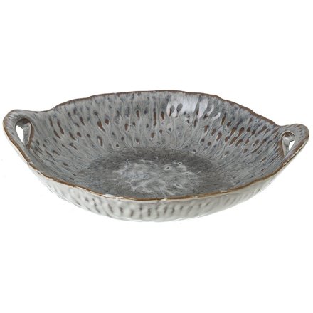Blue Ceramic Bowl With Handles, 21.9cm 