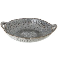 Blue Ceramic Bowl With Handles, 21.9cm 