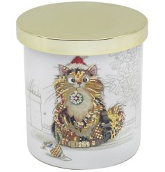 Deck your halls with the Bug Art Xmas Ginger Cat Candle - the purr-fect holiday addition for cat lovers 
