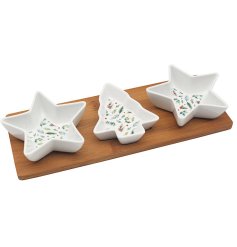 Upgrade your dining game with our eco-friendly Mixed Dishes and Bamboo Tray Set, 