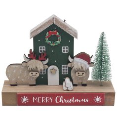 Deck the halls with Scottish cheer! Introducing our Xmas Highland Cow Standing Plq, 
