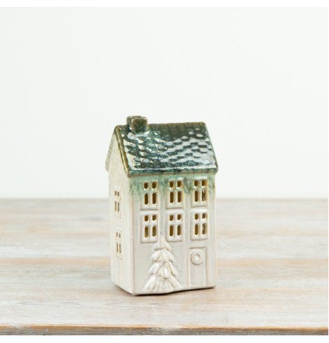 16cm Light up Glazed House Deco