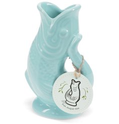 Add a pop of calm with our stunning cooling blue fish vase. Perfect for any room's colour scheme.