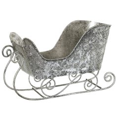 Small Silver Metal Star Sleigh, 17.5cm 