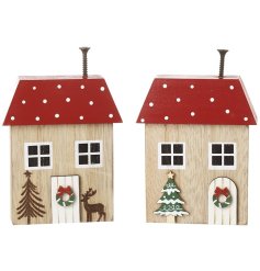 2/A Wooden Christmas Houses Ornaments, 12cm 
