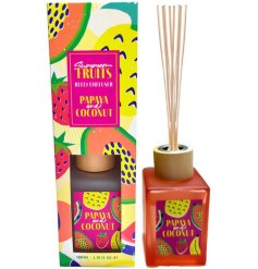 Indulge in a tropical paradise with our delightful Summer Fruits Papaya & Coconut Reed Diffuser! Let the fruity and co