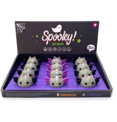 Get batty this Halloween with our spooky lip balm in a bat-shaped holder - a must-have for your makeup collection!