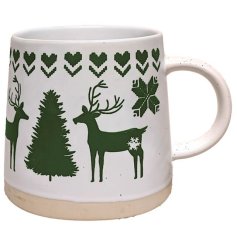 Get into the Christmas spirit with our festive Green Reindeer Tapered Stoneware Mug