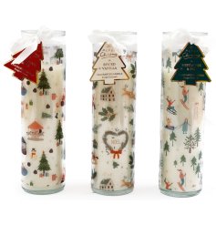 3/A Xmas Scene Tube Candle, 20cm 