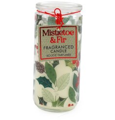 Red/wh Berry Tube Candle, 14cm 
