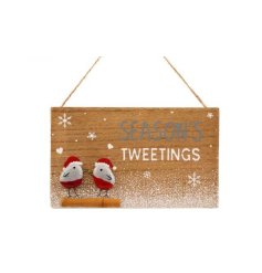 Wooden Robin Hanging Plaque, 20cm 