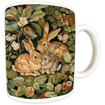 9.5cm William Morris Doe and Kits Rabbits Mug