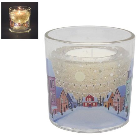 Red Town LED Gel Candle, 10cm 