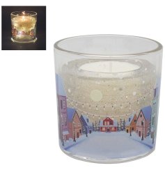stylish christmas scene gel light up candle 
