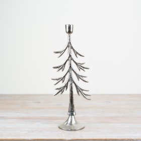 Enhance your home decor with our exquisite Raw Aluminium Tree On Base Candle Holder, embellished with elegance.