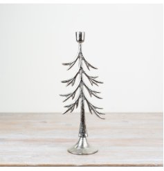 Enhance your home decor with our elegant Raw Aluminium Tree Candle Holder on a base. 