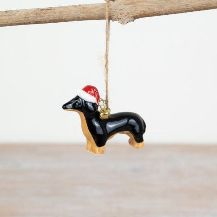 Xmas Sausage Dog Deco, 6.2cm 