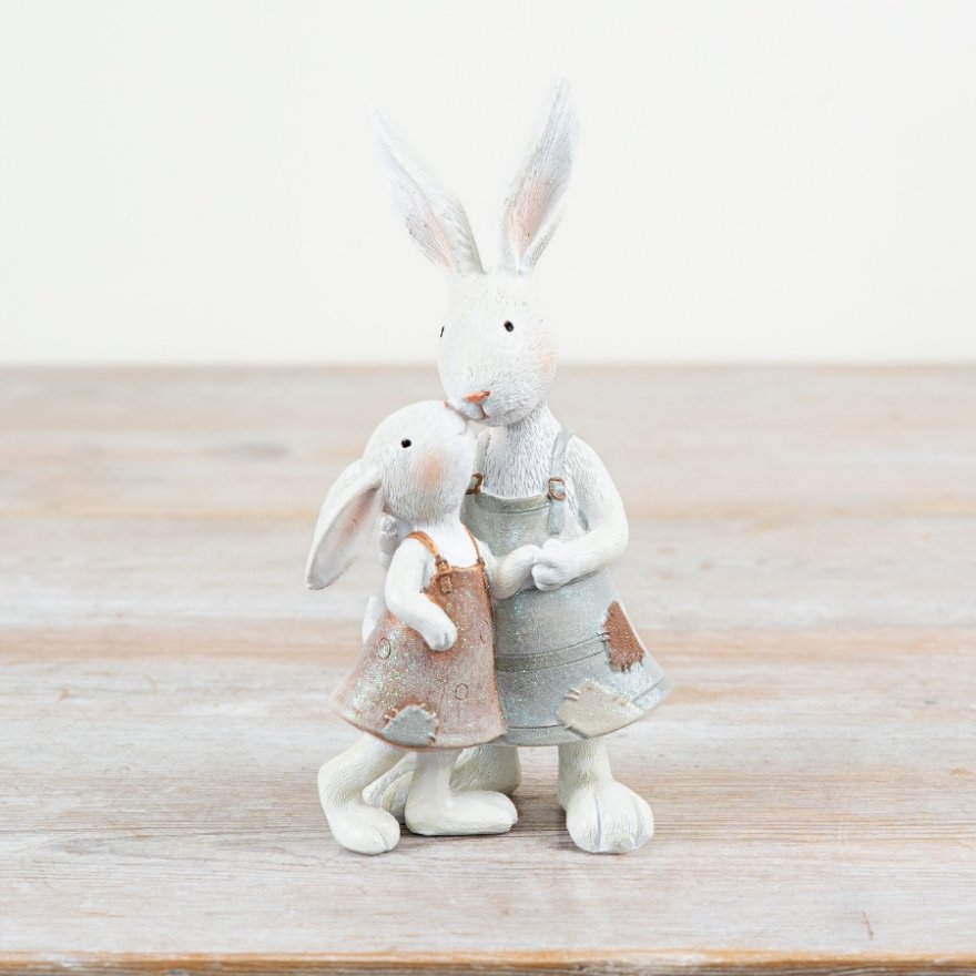 Mother and Daughter Rabbit Figurine, 18cm Decor Piece