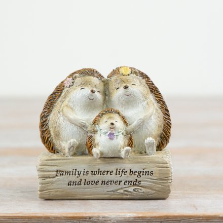 Family Hedgehog Decorative Ornament, 8.5cm