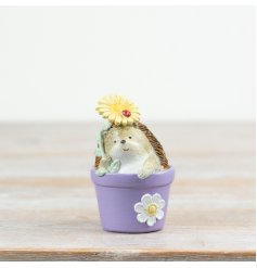 Add charm to your windowsill with this playful plant pot featuring a hedgehog figurine.