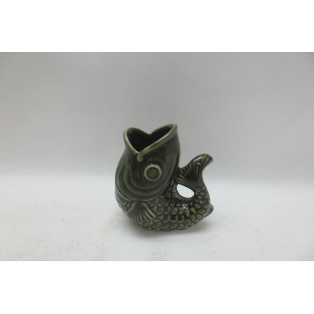 10.3cm Green Fish Vase