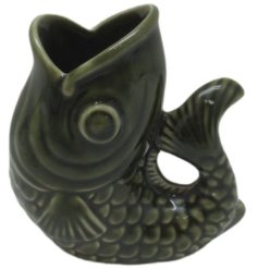 Stylish green fish vase
