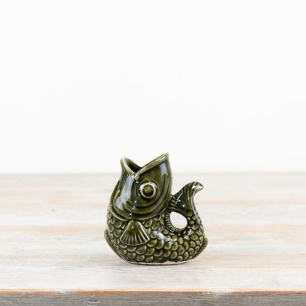 10.3cm Green Fish Vase