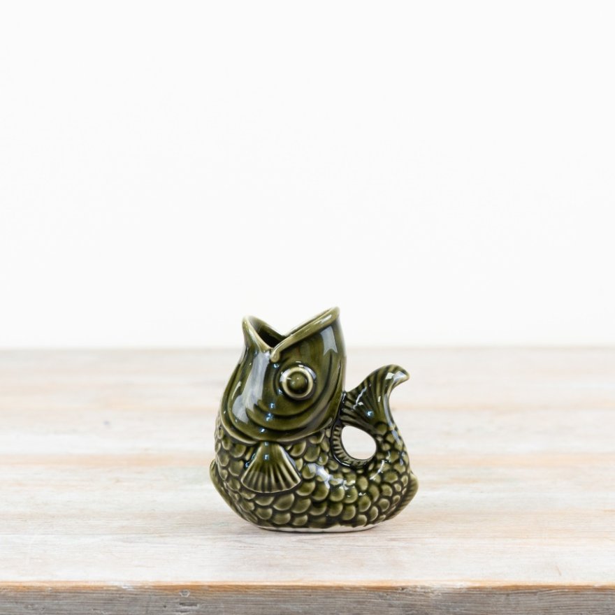 Porcelain 10.3cm Green Fish  Vase