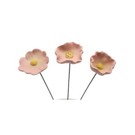 3/A Pink Poppy Flower Stake, 28cm 