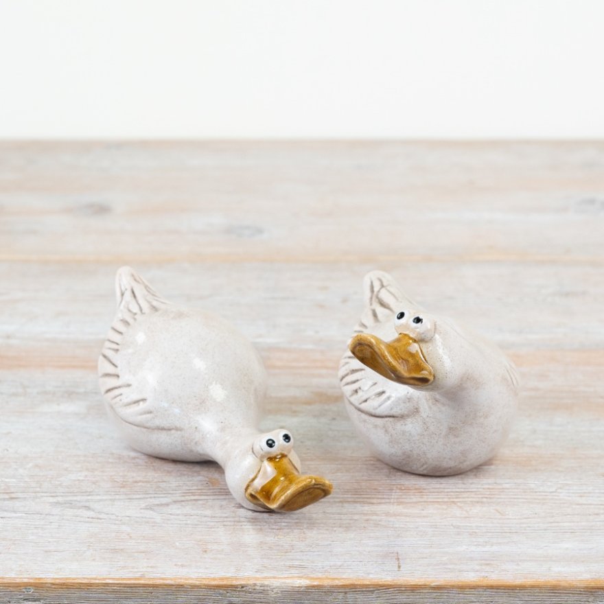 13.9cm Rustic Duck White Ornament
