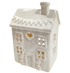Bring warmth and style to any space with our glazed house-shaped t light holder. Perfect for creating a cosy atmosphere