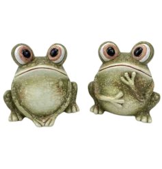 Add character to the home with this assortment of 2 beautifully glazed frogs.