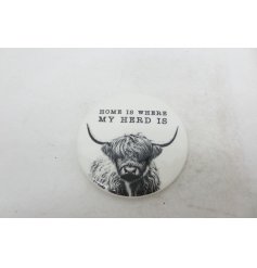 Add countryside charm while protecting surfaces with hilandcow Coasters.