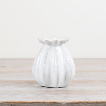 Elegant poppy motif bud vase adds a touch of sophistication to any room.