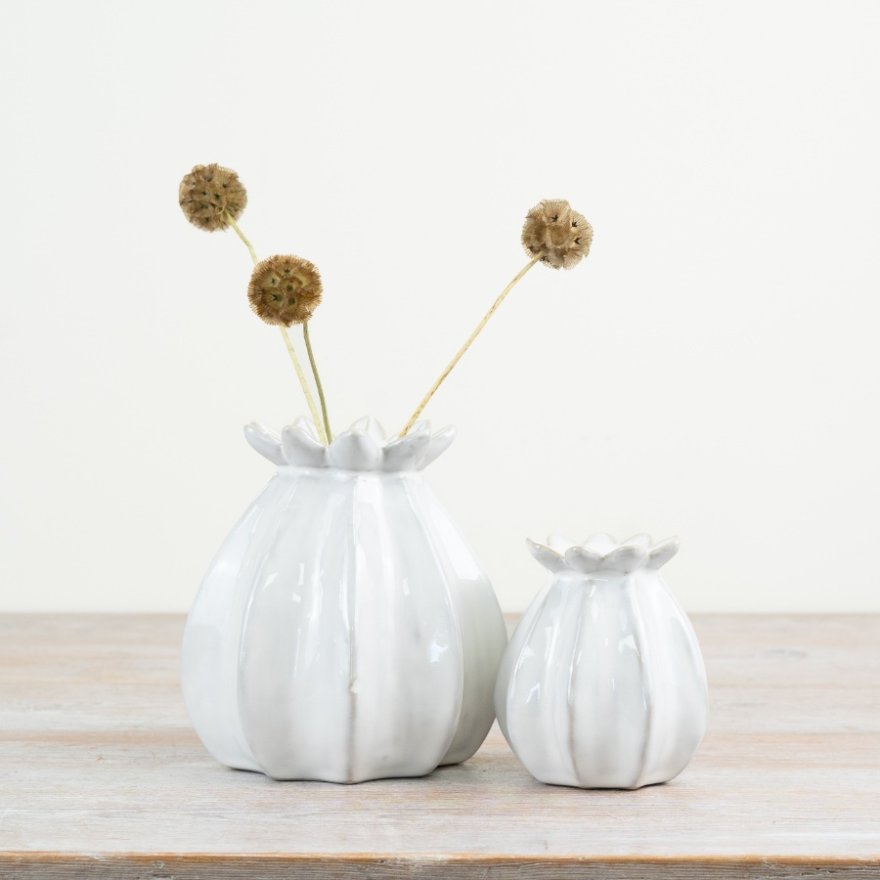 11cm White Poppy Bud Vase