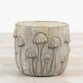Charming rustic toadstool planter for a whimsical touch to your greenery.