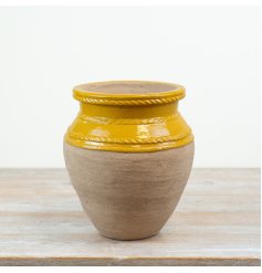Charming 2 Tone Terracotta Vase with warm yellow hues