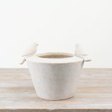 a charming 3d bird design planter finished in a crisp white 