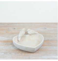 a stylish heart shaped bird bath feeder