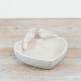 Add a charming touch to your garden with this elegant Cement Heart Bird Bath