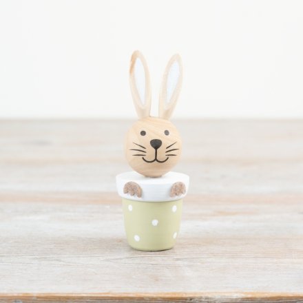Adorable rabbit nestled inside a charming lantern pot.
