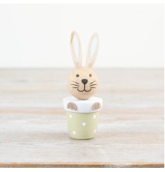 Adorable rabbit nestled inside a charming lantern pot.
