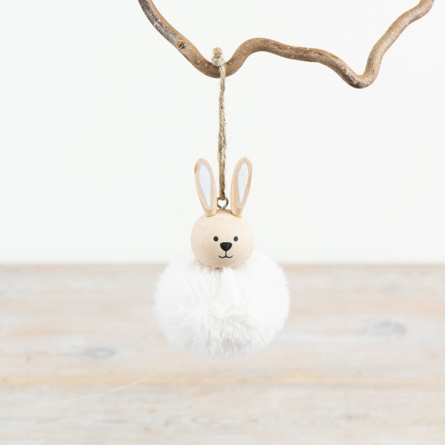 Fluffy Hanging Rabbit Decoration, 11cm 